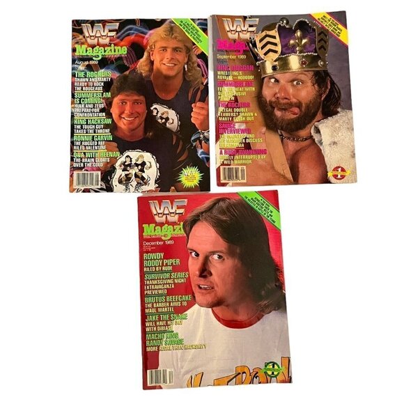 Vintage 1980s 1990s WWF Magazine Lot 10+ Von Erich Hulk Flair Poster Ads Trivia - Picture 2 of 16